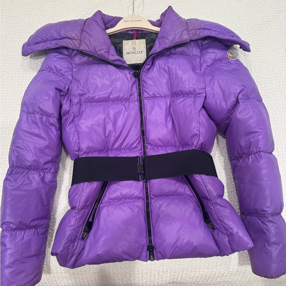 Rare Purple Moncler Puffer Jacket with Belt